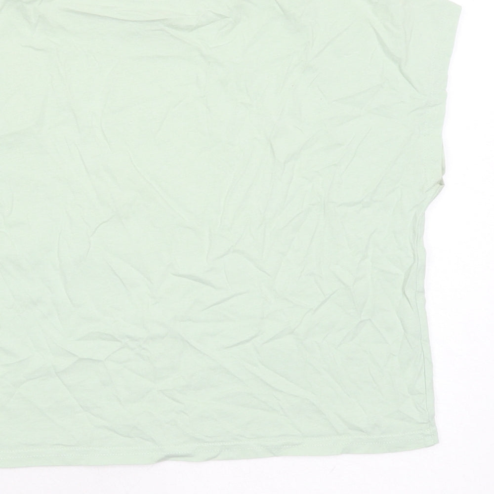 Brand and care label for H&M girls’ green 100% cotton cropped t-shirt, size 10, years crew neck pullover -, size 10-12, years