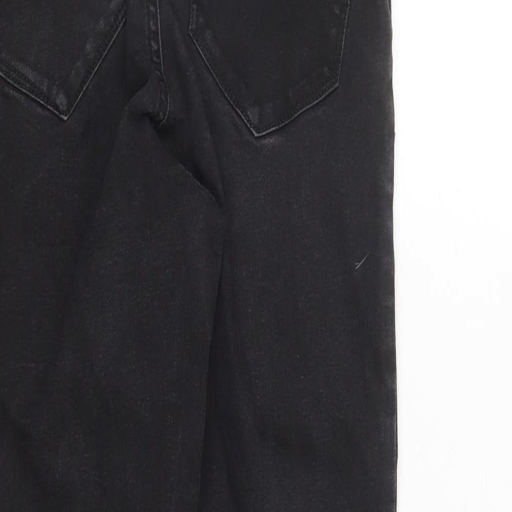 Brand and care label for Denim & Co. women’s black polyester skinny jeans, size UK 10, 27-inch leg regular zip