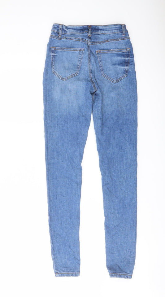 Denim & Co. Womens Blue Cotton Skinny Jeans Size 8 L30 in Regular Button