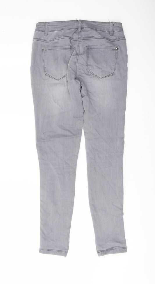 TU Womens Grey Cotton Skinny Jeans Size 10 L29 in Regular Button