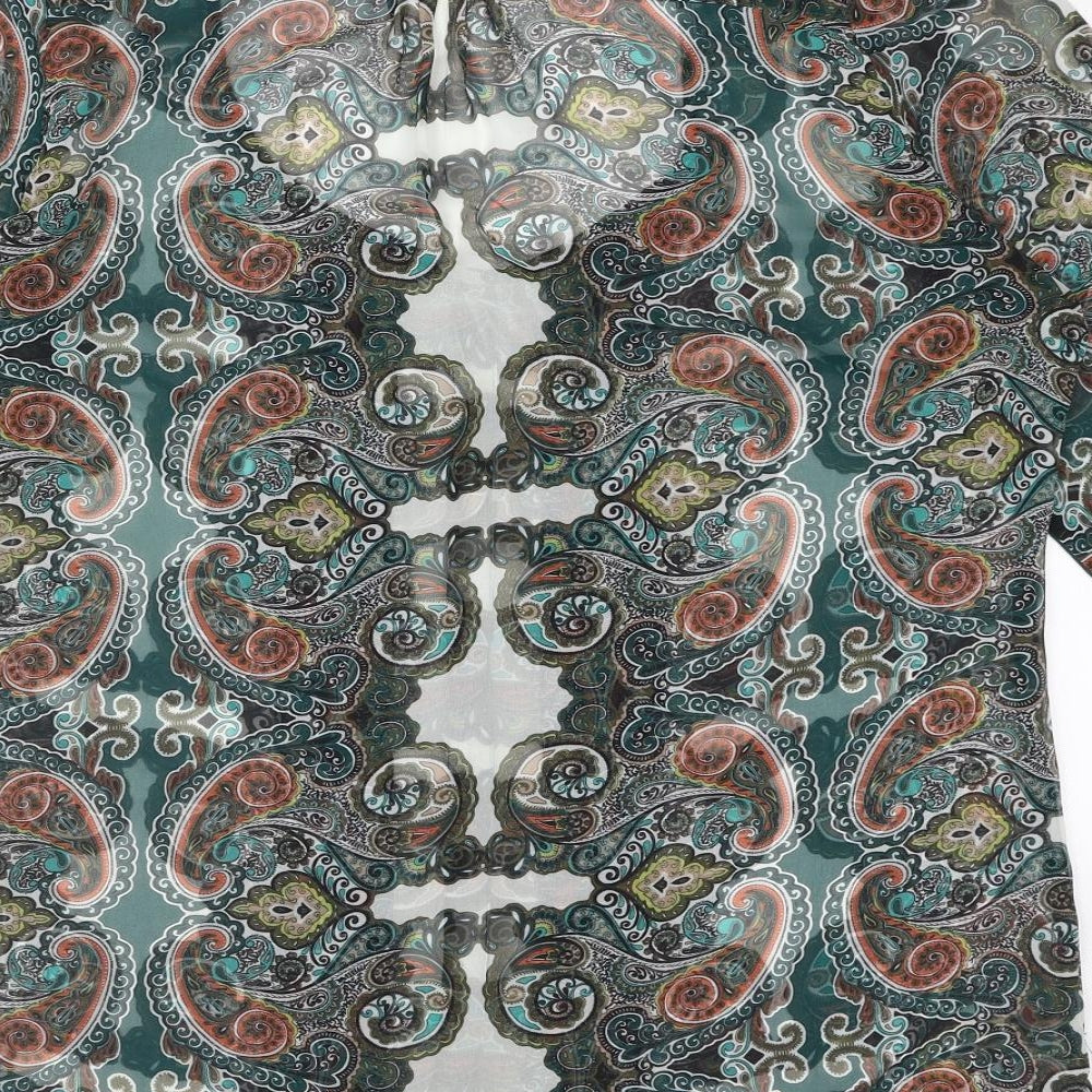 Marks and Spencer Womens Multicoloured Paisley Polyester Tunic Blouse Size 14 Scoop Neck