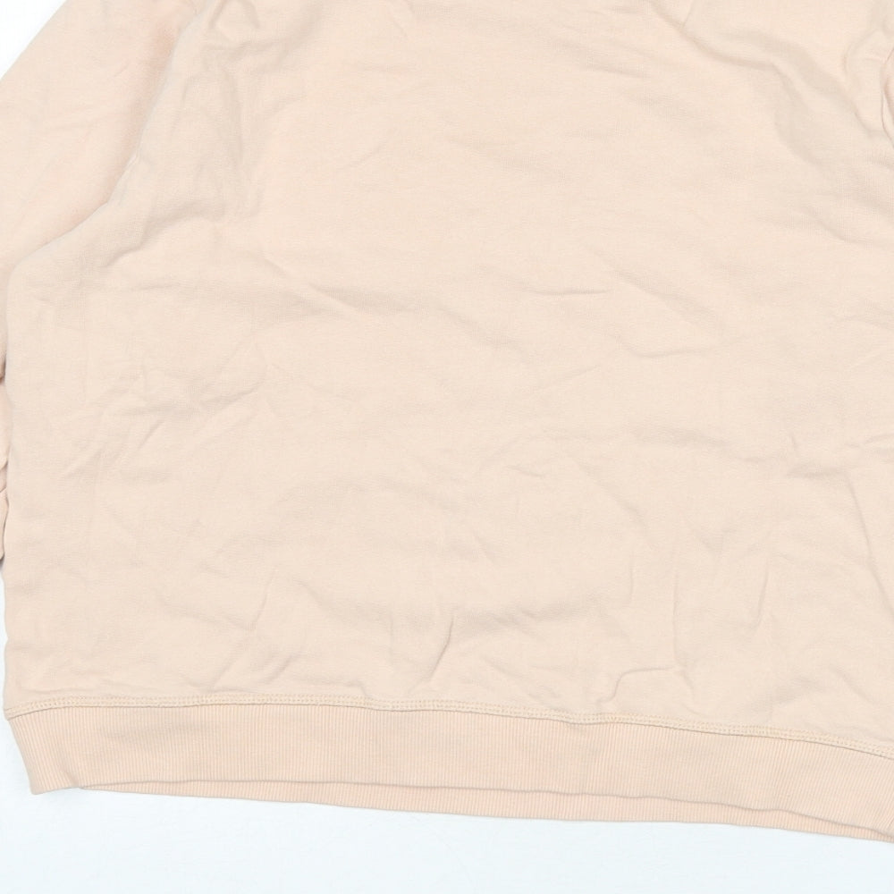 Brand and care label for ASOS women’s pink 100% cotton pullover sweatshirt, size UK 6, pullover