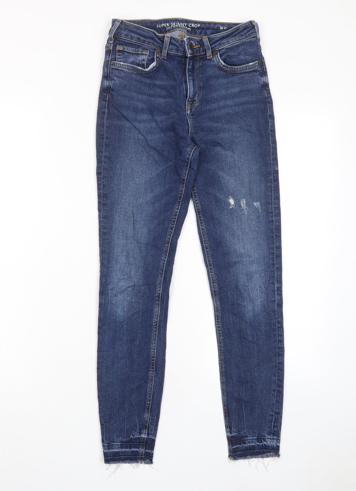 Jack Wills Womens Blue Cotton Skinny Jeans Size 26 in L26 in Regular Zip - Pockets, Logo