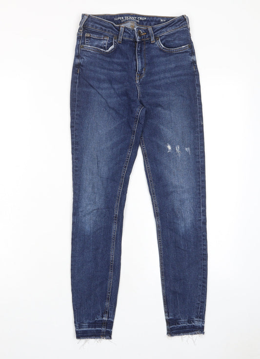 Jack Wills Womens Blue Cotton Skinny Jeans Size 26 in L26 in Regular Zip - Pockets, Logo