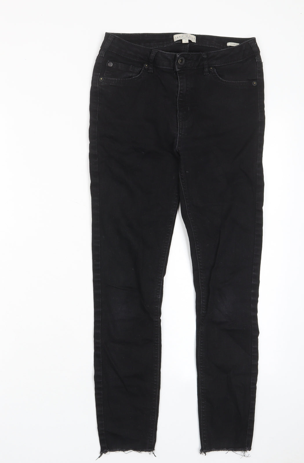 Jack Wills Womens Black Cotton Skinny Jeans Size 27 in L25 in Regular Zip - Pockets, Logo