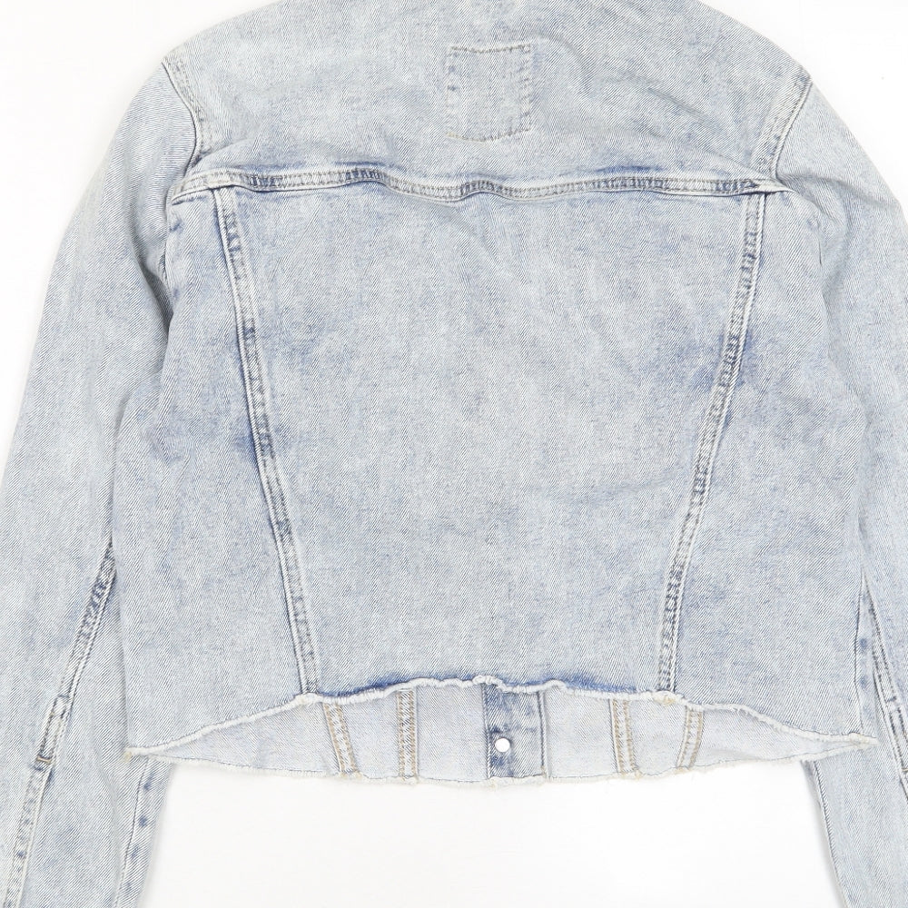 Hollister Womens Blue Jacket Size S Button - Distressed, Pockets