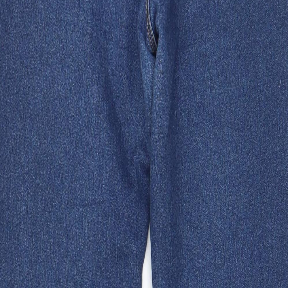 Brand and care label for Denim & Co. girls’ blue cotton skinny jeans, years regular zip - pockets, adjustable waist