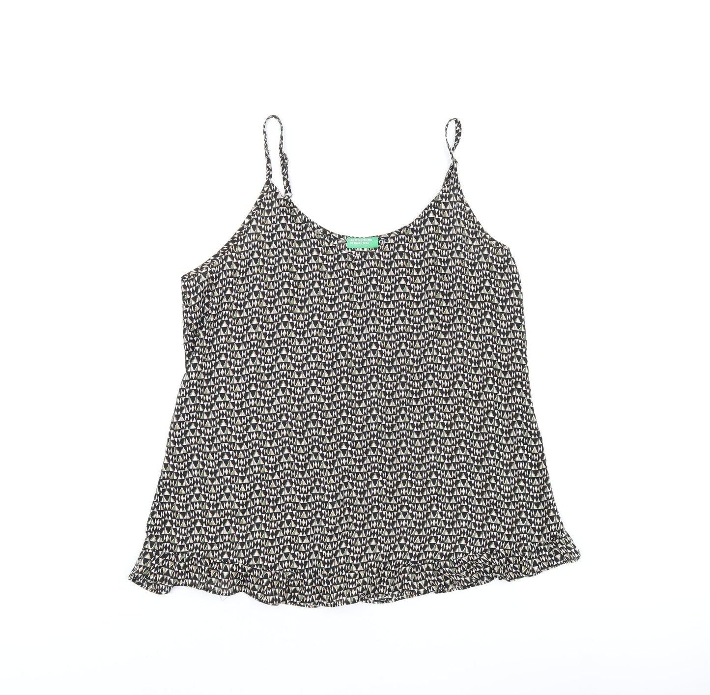 United Colors of Benetton Womens Multicoloured Geometric Polyester Camisole T-Shirt Size S V-Neck