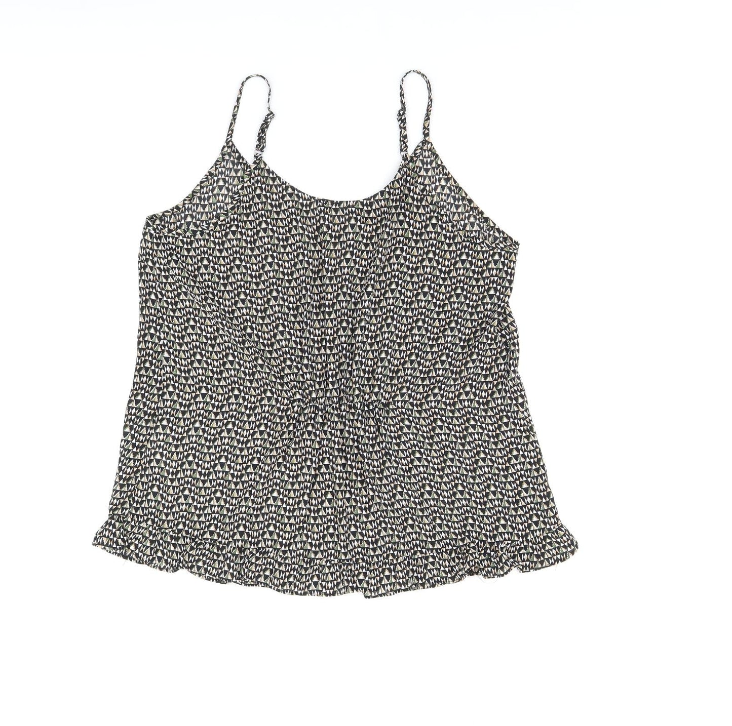 United Colors of Benetton Womens Multicoloured Geometric Polyester Camisole T-Shirt Size S V-Neck