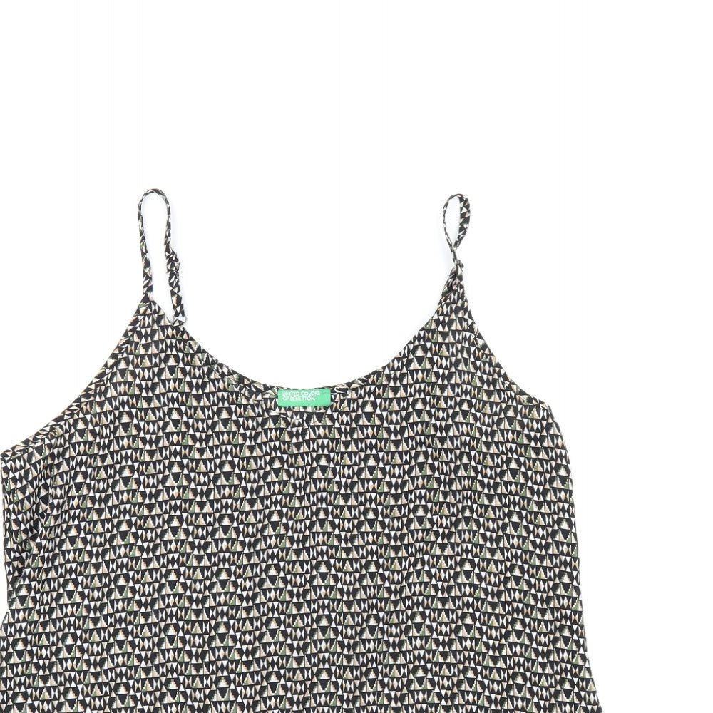 United Colors of Benetton Womens Multicoloured Geometric Polyester Camisole T-Shirt Size S V-Neck