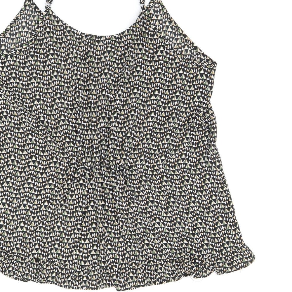 United Colors of Benetton Womens Multicoloured Geometric Polyester Camisole T-Shirt Size S V-Neck