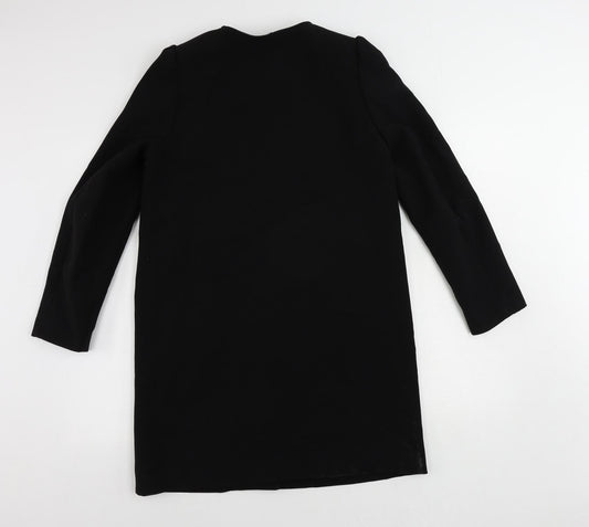 H&M Womens Black Overcoat Coat Size 10 Zip