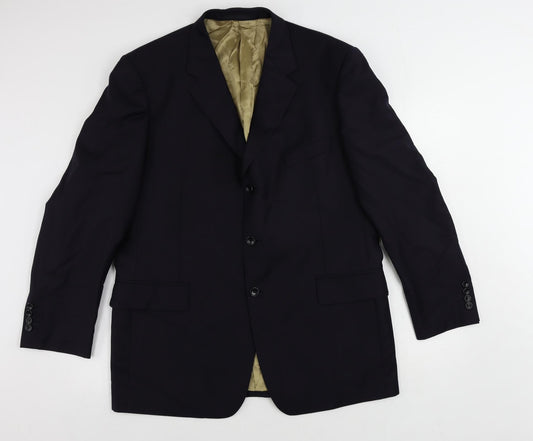 Racing Green Mens Blue Wool Jacket Suit Jacket Size 44 Regular