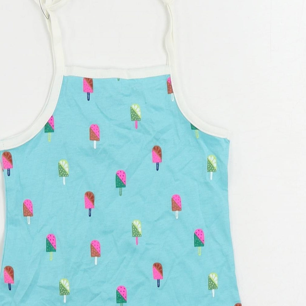 Brand and care label for Marks & Spencer girls’ blue geometric cotton camisole tank, years square neck pullover - ice cream