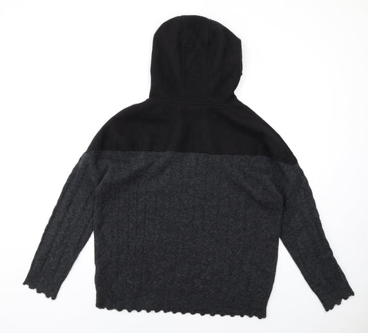 Louise Orop Womens Grey Acrylic Pullover Hoodie Size S Pullover