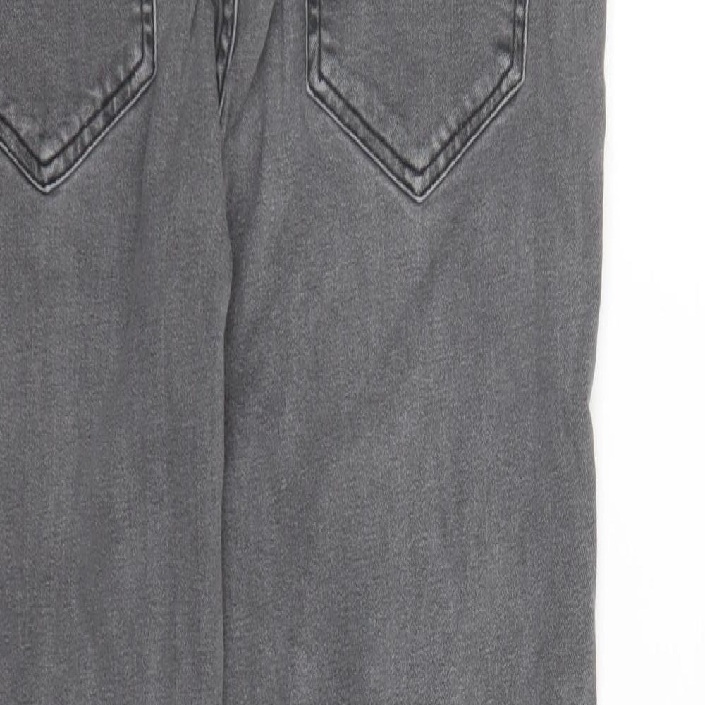 Brand and care label for Denim & Co. men’s grey cotton skinny jeans, size 32, in, 32-inch leg regular button - pockets