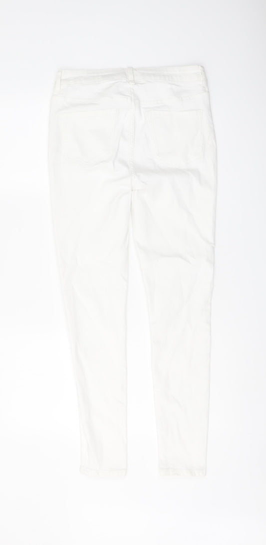 Marks and Spencer Womens White Cotton Skinny Jeans Size 10 L28 in Regular Button