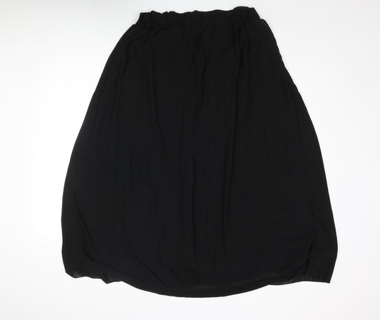 Sabrina Diamanti Womens Black Polyester Flare Skirt Size 2XL - Pleated Detail