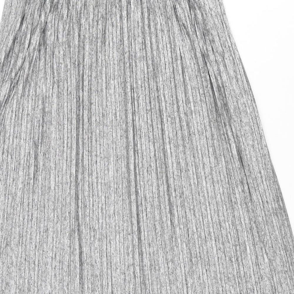b.young Womens Grey Polyester A-Line Skirt Size L - Pleated Elasticated Waist