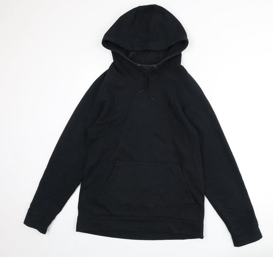 Additional front view of Jordan men’s black cotton pullover hoodie, size M