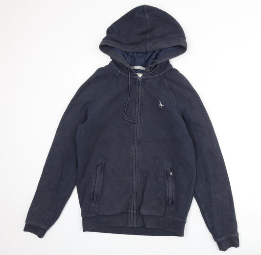 Jack Wills Mens Blue Cotton Full Zip Hoodie Size XS