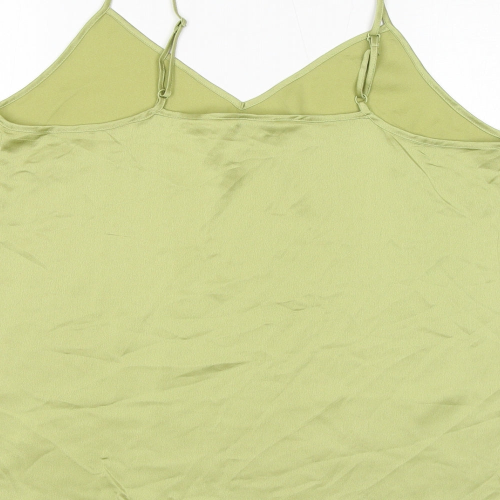 Marks and Spencer Womens Green Polyester Basic Tank Size 14 V-Neck