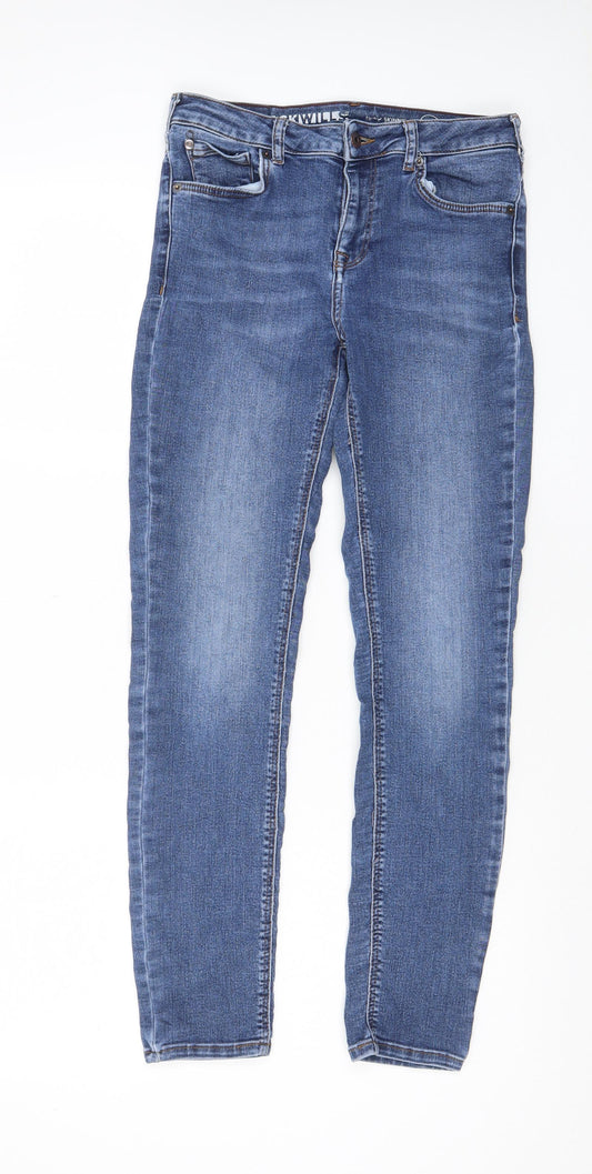 Jack Wills Womens Blue Cotton Skinny Jeans Size 27 in L27 in Regular Zip - Pockets