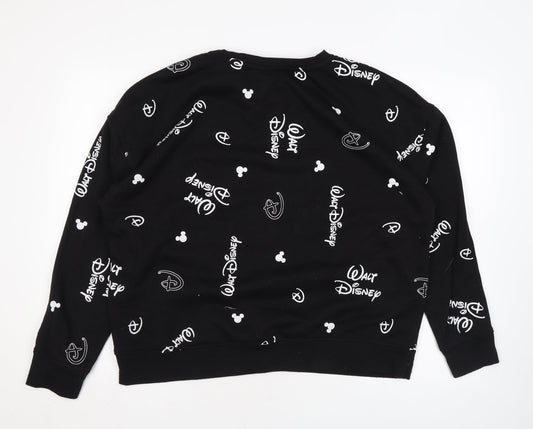 Disney Womens Black Polyester Pullover Sweatshirt Size L Pullover - Logo