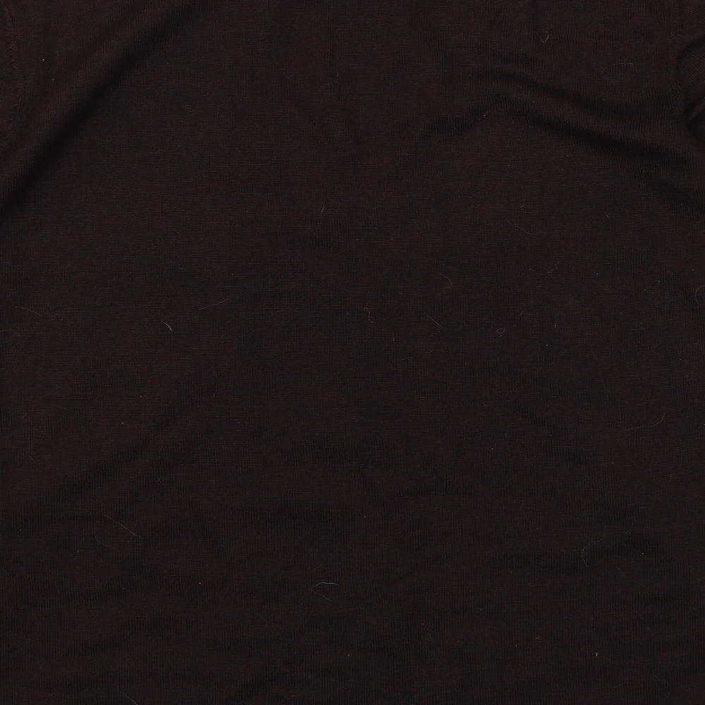 Brand and care label for Ella J women’s brown round neck polyester jumper, size UK 16