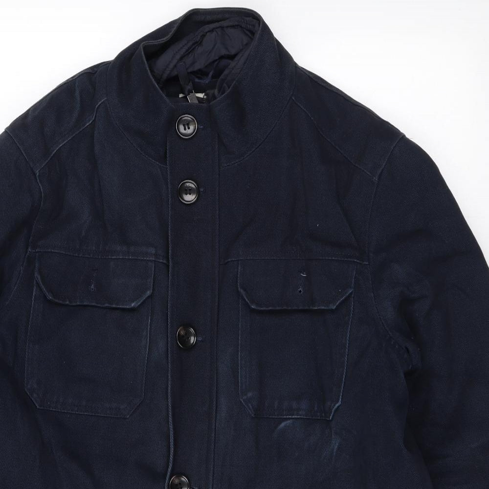 Racing Green Mens Blue Overcoat Coat Size M Zip