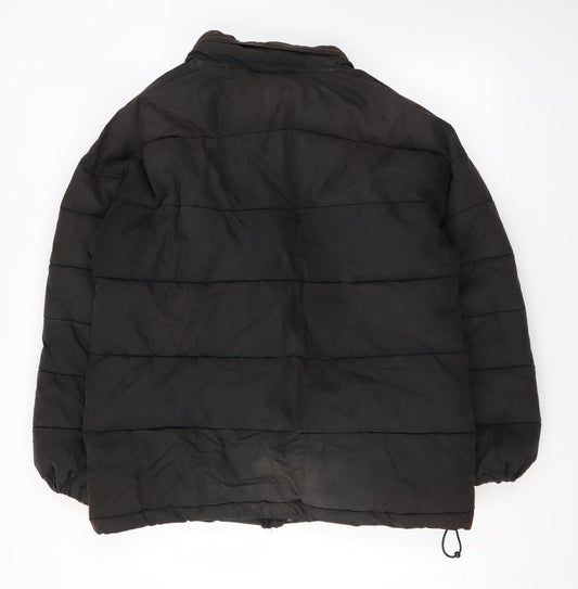 SCHOTT Mens Black Puffer Jacket Coat Size S Zip