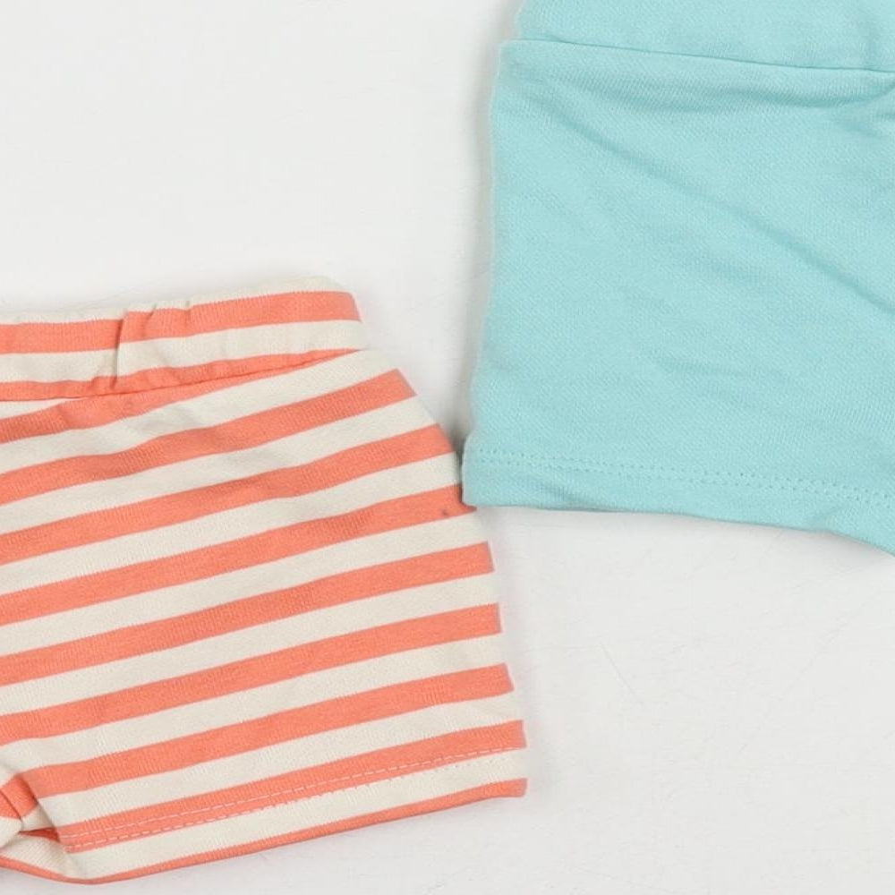 Brand and care label for Marks & Spencer Baby Pink Striped Cotton Cropped Trousers, size 3-6, Months Drawstring