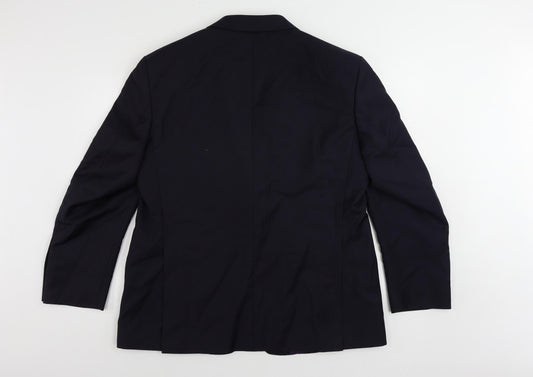 Marks and Spencer Mens Blue Striped Wool Jacket Suit Jacket Size 44 Regular
