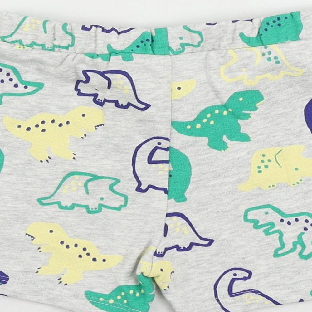 Brand and care label for Marks & Spencer Baby Grey Geometric Cotton Cropped Trousers, Months Drawstring - Dinosaur Print