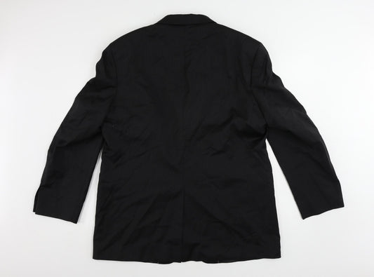 Marks and Spencer Mens Black Striped Wool Jacket Suit Jacket Size 44 Regular