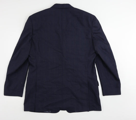 Racing Green Mens Blue Plaid Wool Jacket Suit Jacket Size 44 Regular