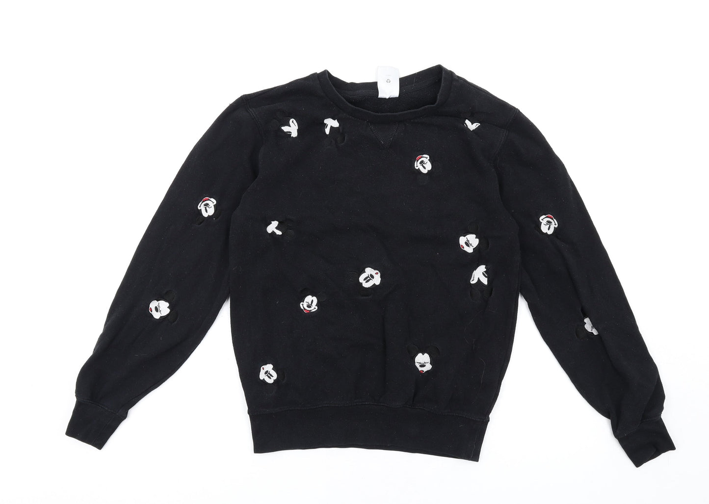 Disney Womens Black Cotton Pullover Sweatshirt Size S Pullover - Mickey Mouse