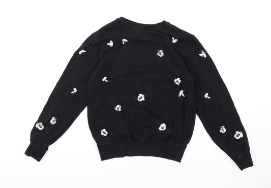 Disney Womens Black Cotton Pullover Sweatshirt Size S Pullover - Mickey Mouse