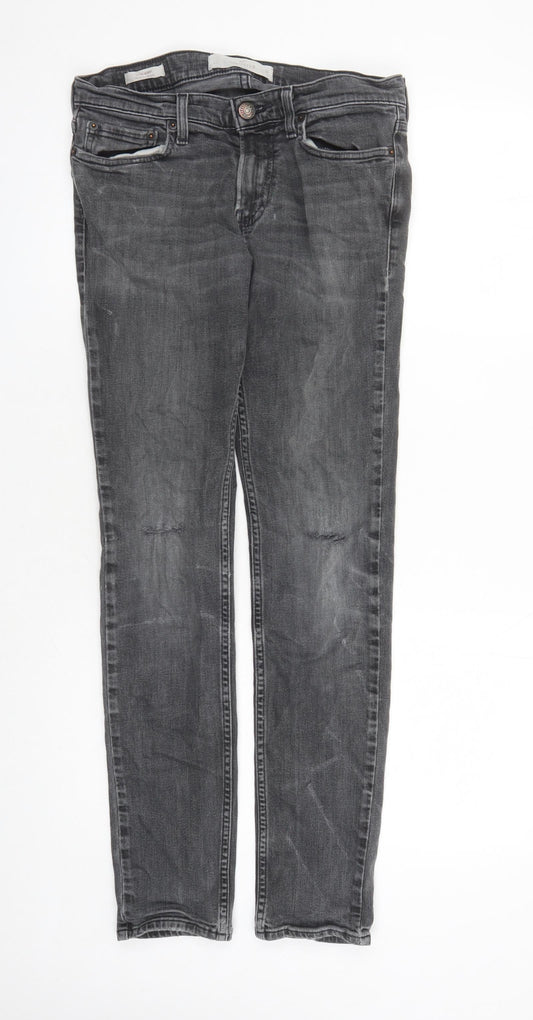 Hollister Mens Grey Cotton Skinny Jeans Size 30 in L29 in Regular Zip - Pockets