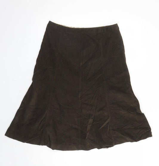 Tulchan Womens Brown Cotton Swing Skirt Size 12 Zip