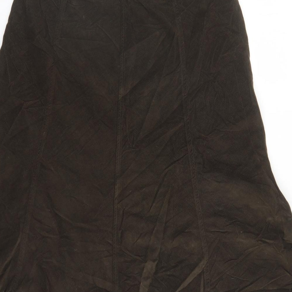 Tulchan Womens Brown Cotton Swing Skirt Size 12 Zip