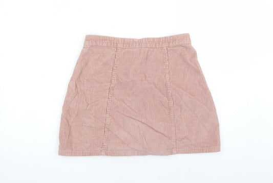 Denim & Co. Womens Pink Cotton Mini Skirt Size 10 Button