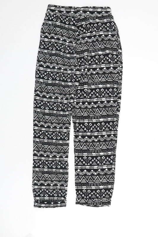 ASOS Womens Multicoloured Geometric Viscose Trousers Size 6 L23 in Regular