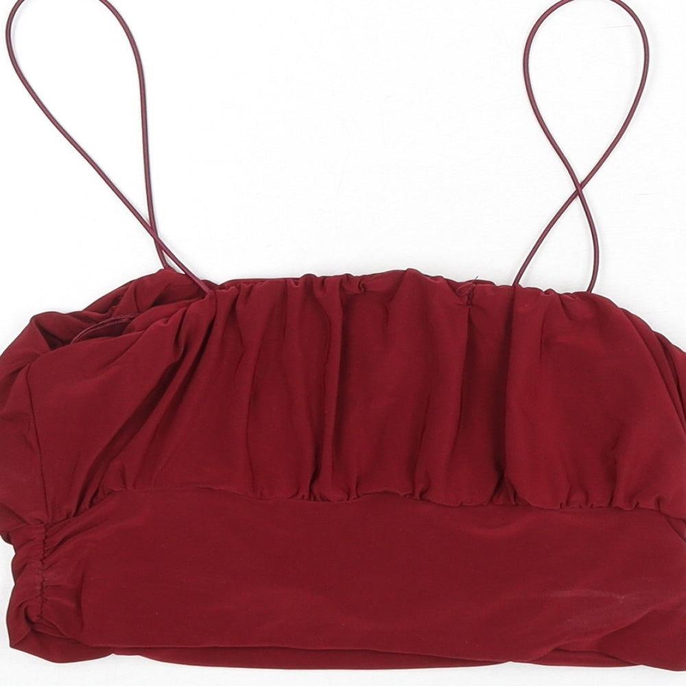 Pink Vanilla Womens Red Polyester Camisole T-Shirt Size S Scoop Neck - Cropped