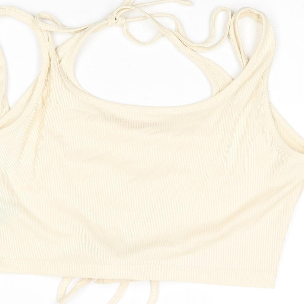 Cider Womens Ivory Polyester Cropped Blouse Size XL Halter - Layered Corset Style