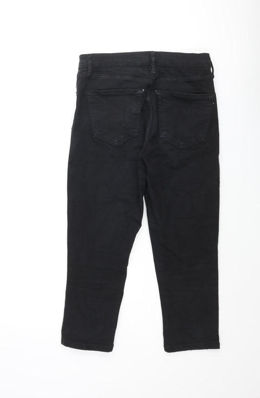 Topshop Womens Black Cotton Capri Jeans Size 30 in L21 in Regular Zip