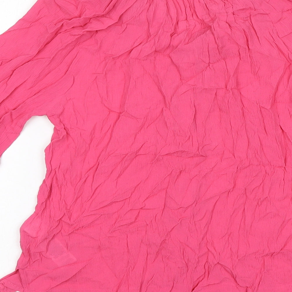 Marks and Spencer Womens Pink Viscose Basic T-Shirt Size 6 Round Neck