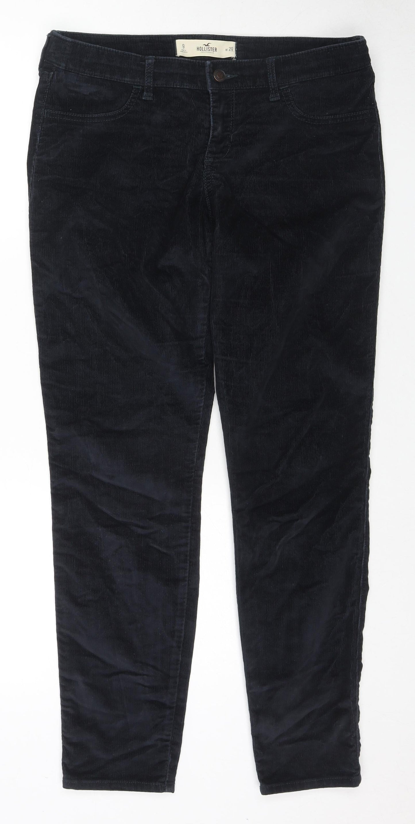 Hollister Womens Black Cotton Trousers Size 29 in L28 in Regular Zip