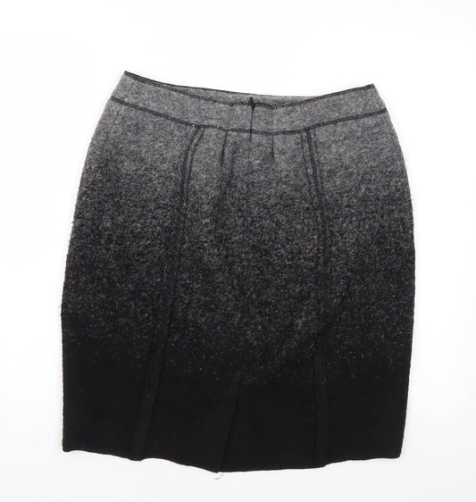 Clements Ribeiro Womens Black Wool A-Line Skirt Size 12 Zip