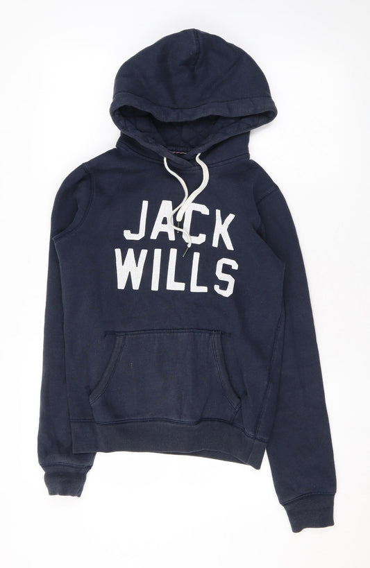 Womens UK 6 Regular Jack Wills Blue Pullover Hoodie